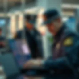 A police officer looks at a laptop displaying a digital wallet interface, contemplating access to pass phrases.