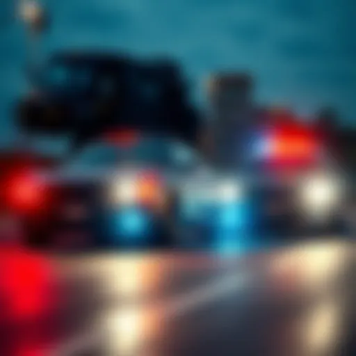 A police car performing a brake check on a vehicle after the driver made an offensive gesture