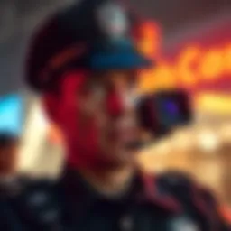 Police Officer on Bodycam A police officer wearing a bodycam, looking concerned as footage plays, revealing a seed phrase unintentionally.