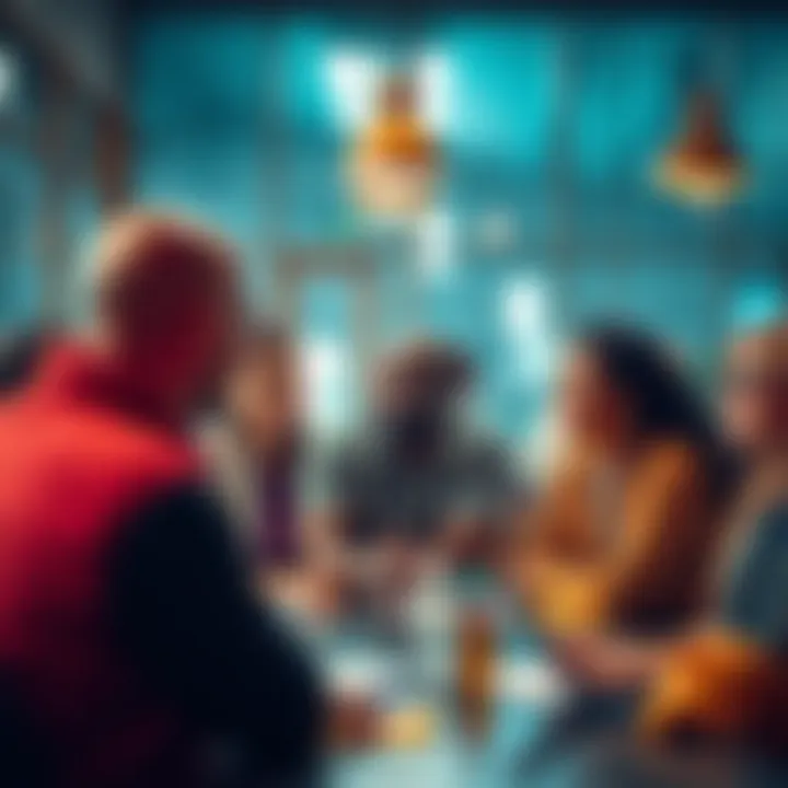 A group of diverse people discussing recent policy changes in a community setting.