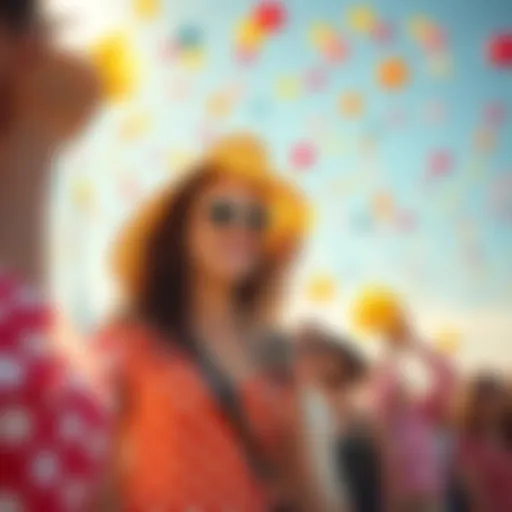 Polka Dot Celebration A vibrant scene with people wearing polka dot outfits, enjoying a sunny day filled with joy and positivity.