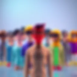 A visual representation of customizable digital avatars in various styles and colors, showcasing the personalization options for users.