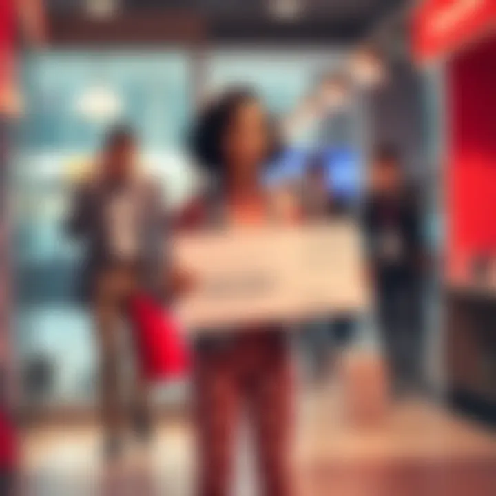 A Polkadot ambassador standing confidently with a check, symbolizing a high salary, while investors show concern in the background, representing retail losses.