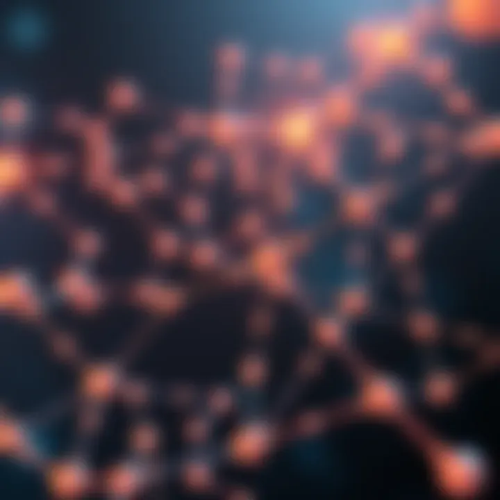 A visual representation of the Polkadot blockchain network with its interconnected dots and nodes, symbolizing its growth and potential in 2026.