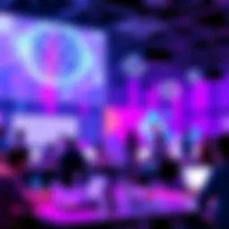 A vibrant graphic showing a launch event for Polkadot Hub's DeFi Accelerator with teams brainstorming and working on financial applications.