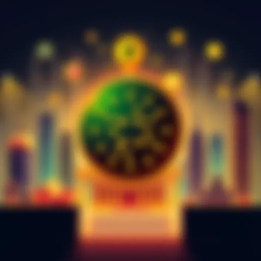 An illustration showing Polkadot's logo with financial symbols like charts, coins, and buildings, representing institutions entering the crypto space.