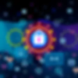 A graphic showing the Polkadot Messenger app logo with a digital lock, symbolizing privacy in messaging, against a background of European flags and chat icons.