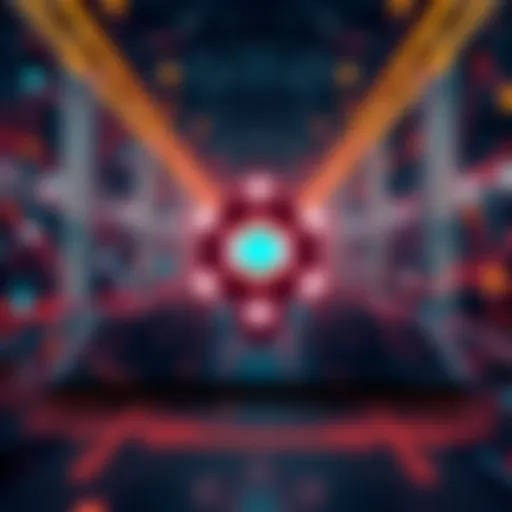 A digital representation of Polkadot's logo with a backdrop of futuristic tech graphics, symbolizing potential growth and projects underway.