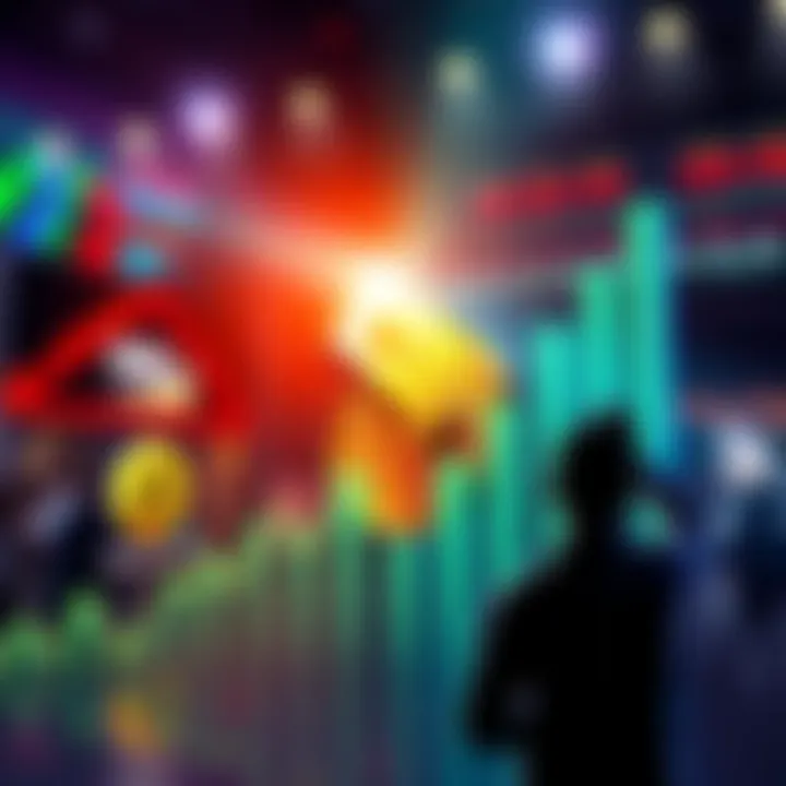 Graphic showing Polkadot symbol with upward market trends and excited investors