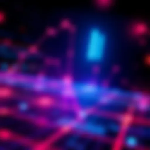 A vibrant graphic showing a digital representation of the Polygon blockchain with speed lines illustrating increased performance.