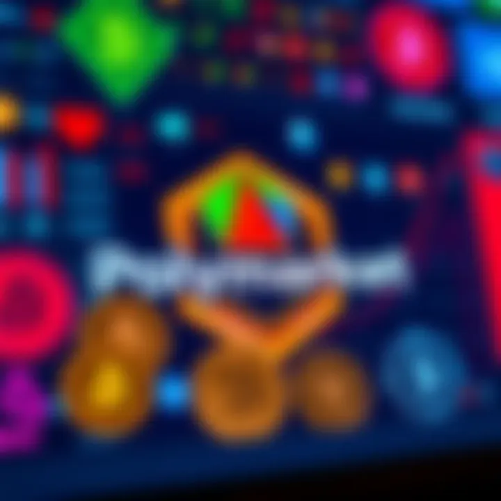 The Polymarket logo alongside popular cryptocurrency symbols on a digital screen, highlighting the intersection of betting and crypto technology.