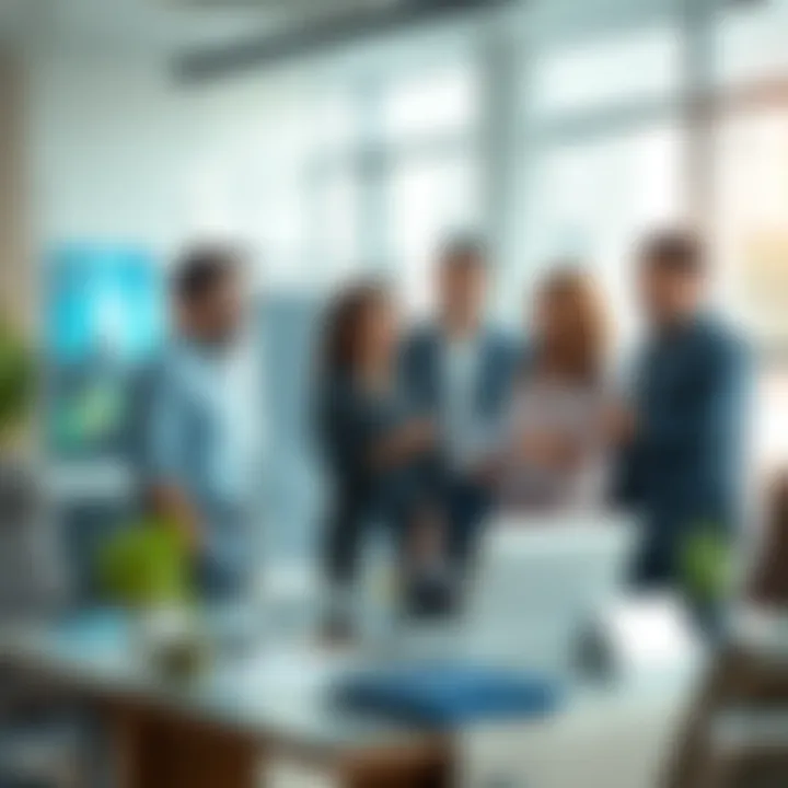 A group of professionals discussing trading strategies in a modern office setting, symbolizing Polymarket's new in-house team formation.