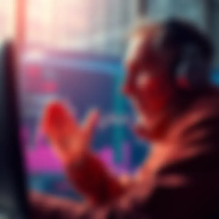 Financial alarm over Ponzi Squared A worried investor looking at a stock chart showing declining values, with digital coins in the background