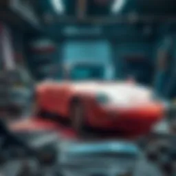 1999 Porsche 911 Carrera 4 Coupe 1999 Porsche 911 Carrera 4 Coupe showing signs of wear and tear, surrounded by automotive tools and parts for restoration.