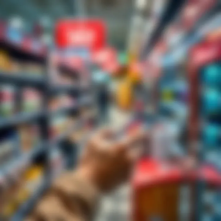 Portable payment solutions in use A person using a mobile phone for a contactless payment in a store
