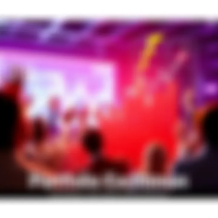 A visual representation of a portfolio chart showing a sudden spike, with excited people in the background celebrating a potential market gain.