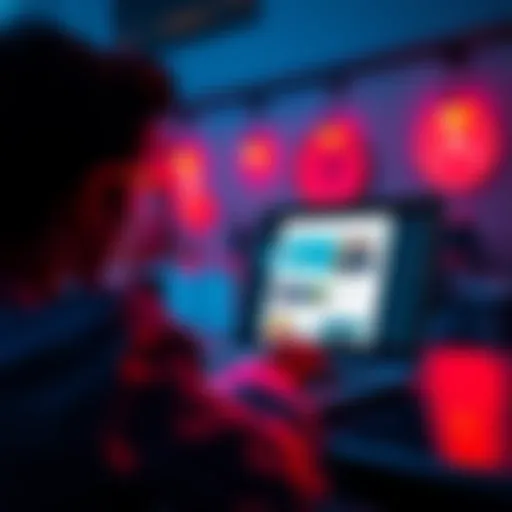 A person looking at a laptop with a portfolio displayed on the screen, inviting feedback from others.