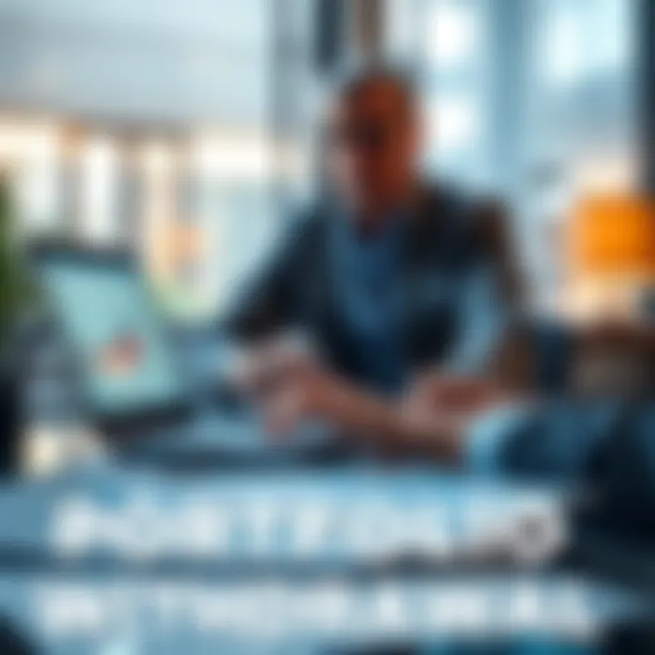 A person analyzing financial documents and looking at graphs on a laptop screen, planning their portfolio withdrawal.