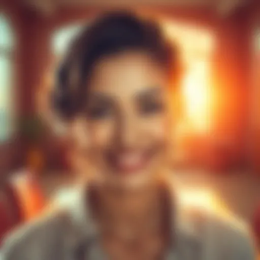 Portrait of a Remarkable Woman A strong woman smiling confidently, showcasing her achievements and unique qualities, with a bright background that highlights her personality.