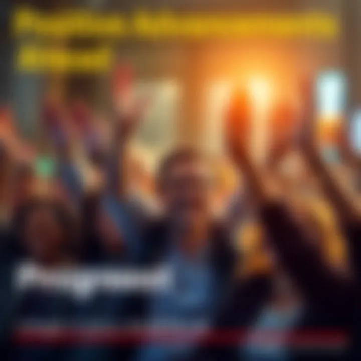 Group of people celebrating progress with smiles and raised hands, symbolizing optimism for the future