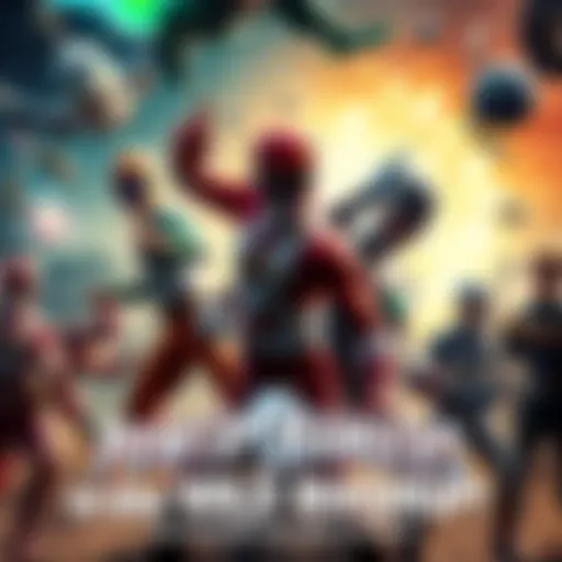 Power Rangers in colorful suits team up with Marvel superheroes in an action-packed scene