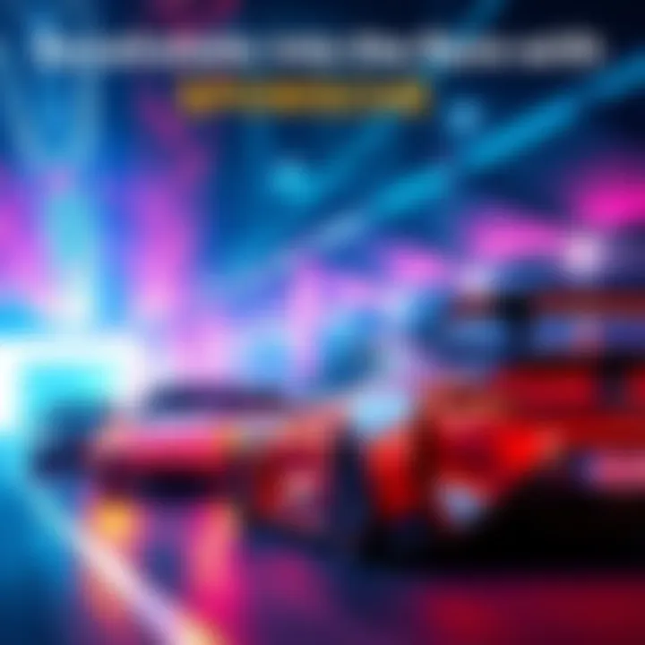 Dynamic representation of the $POWSCHE ecosystem launch, featuring sleek cars and vibrant community vibes.