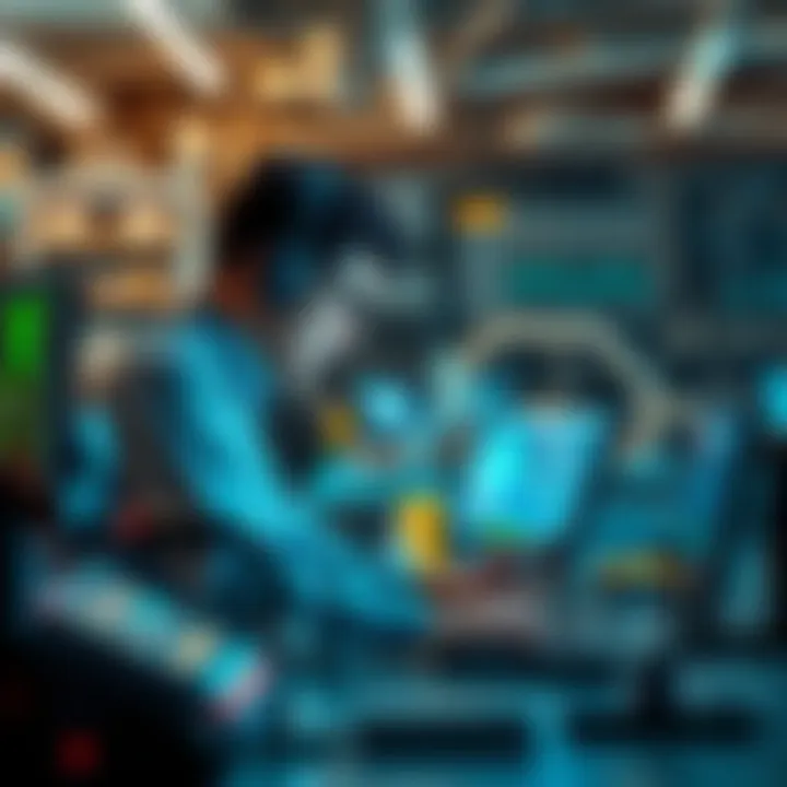 Practical Applications in Technology A person interacting with advanced technology tools in a modern workspace, showcasing innovative solutions in real-world use.