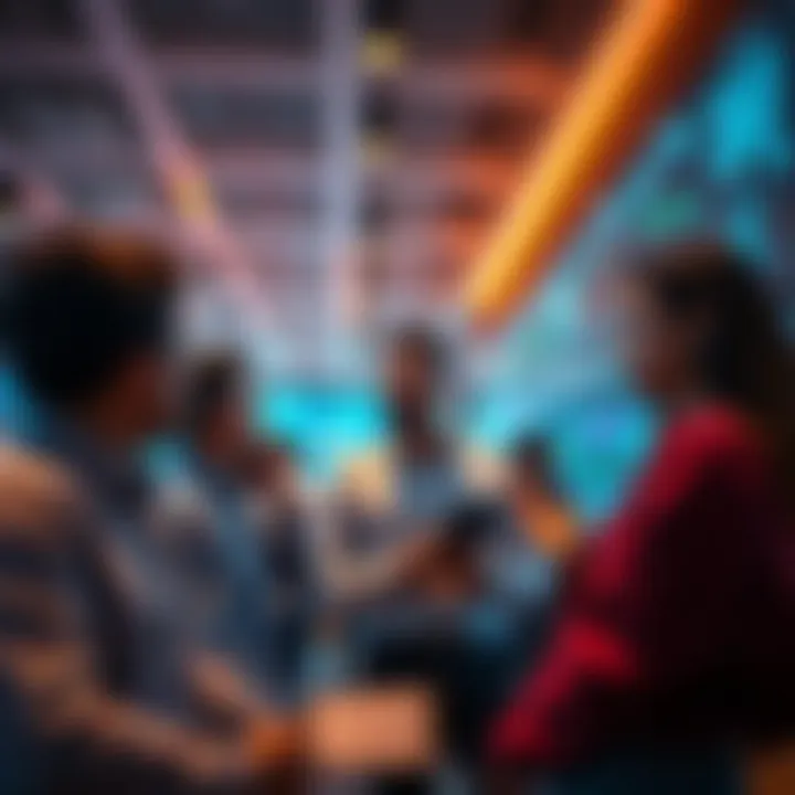 A group of people looking at charts and data on screens while discussing prediction markets