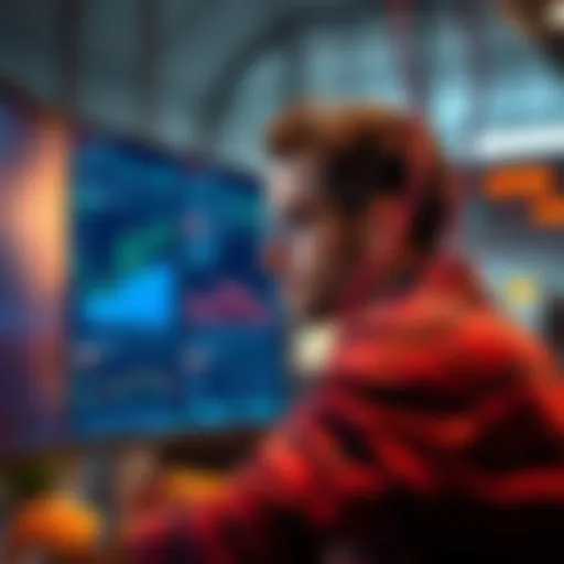 Concerns Over Prediction Markets on Solana A person looking at a computer screen showing blockchain graphs and prediction market statistics related to Solana, with a thoughtful expression, reflecting on market dynamics.