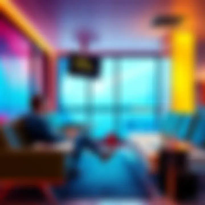 A traveler relaxing in an airport lounge with refreshments and comfortable seating.