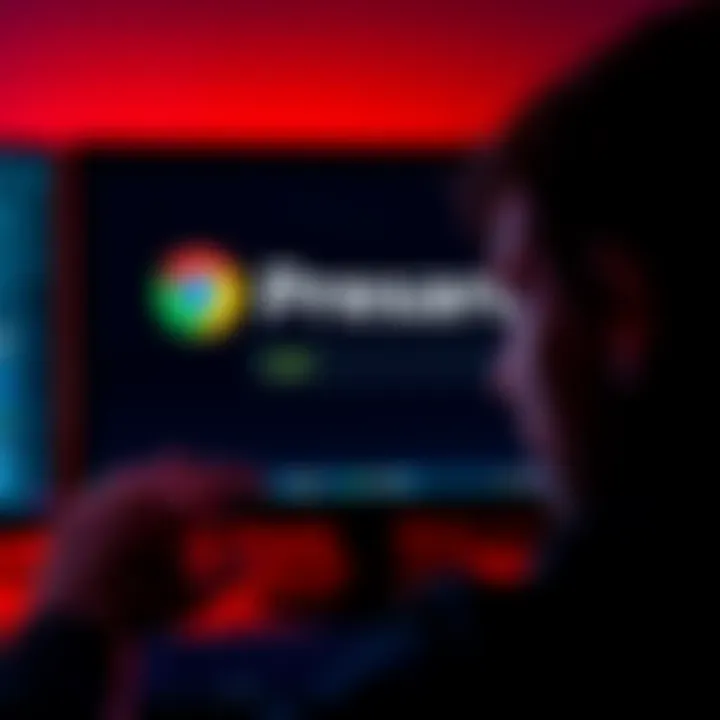 A frustrated user looking at a computer screen displaying the Presearch logo and a logout message.