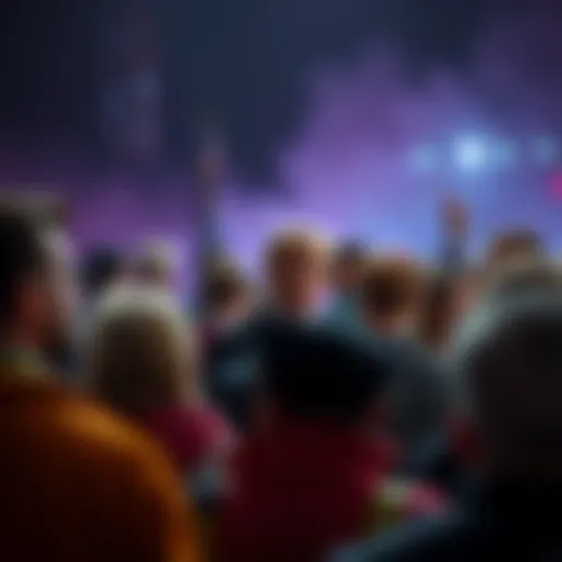 A concerned crowd discussing President Trump's absence during a recent outage, with some speculating he is golfing.