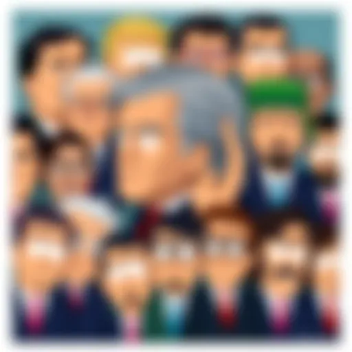 A collage of various presidents styled like South Park characters, showcasing their cartoonish features with comical expressions.