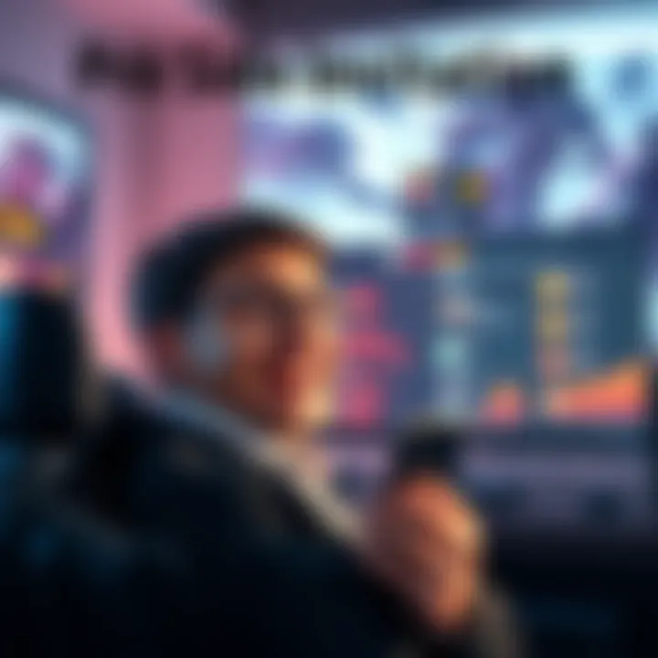 A person receiving a pro side invitation, looking excited and curious, with a computer screen showing game stats and achievements in the background.