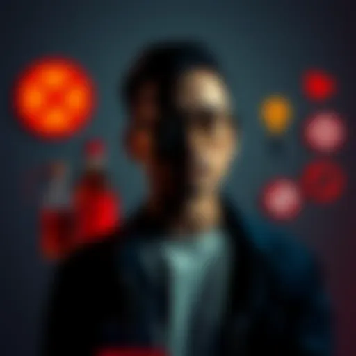A profile picture showing a person with various inappropriate items, such as alcohol and offensive symbols, illustrating what to avoid in online images.