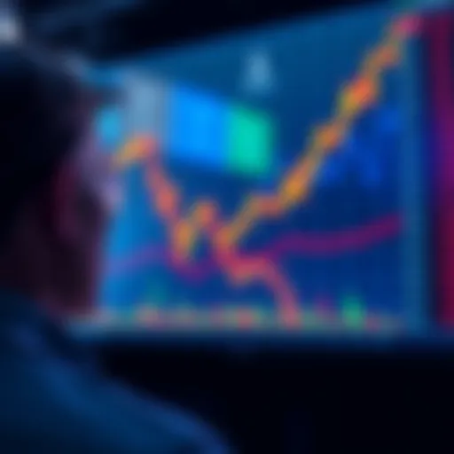 A person looking at a fluctuating stock chart, contemplating whether to sell or hold their investments.
