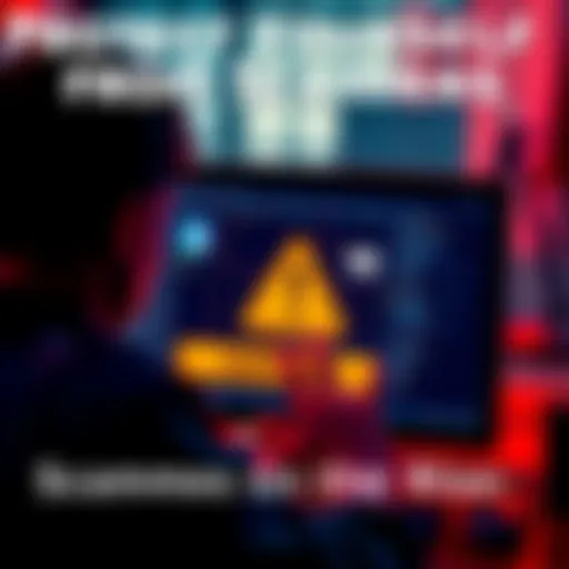 A person looking at a computer screen with a warning sign, representing fraud awareness