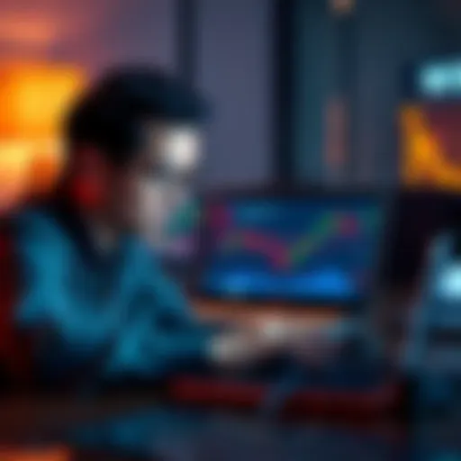 Protecting Against Blockchain Scams A concerned investor looking at a laptop displaying suspicious trading activity, symbolizing blockchain fraud risks.