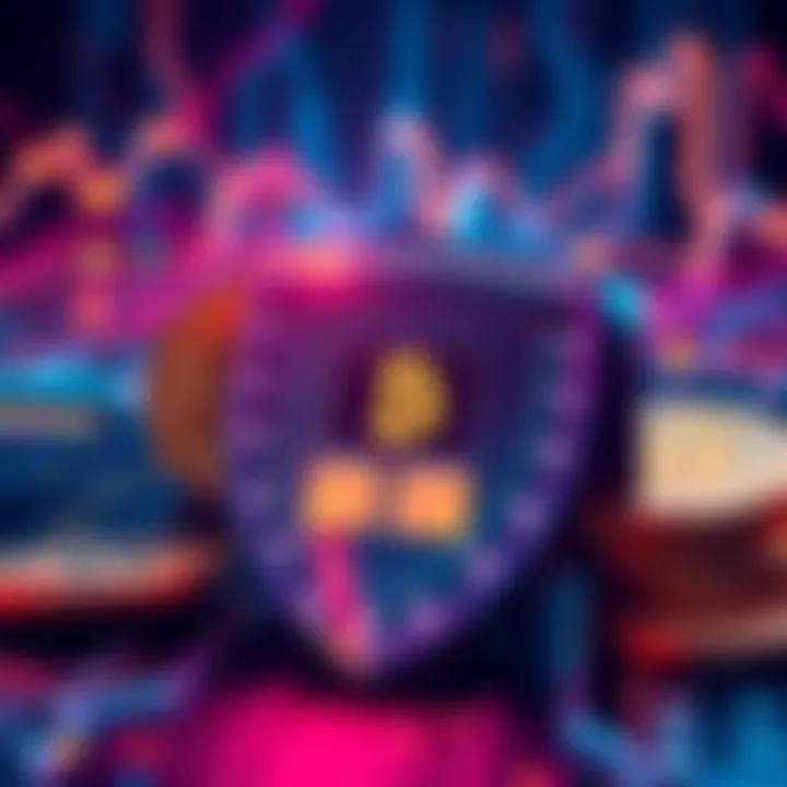 Protecting Bitcoin from Quantum Threats A digital shield symbolizing security around bitcoins with a backdrop of quantum computing elements