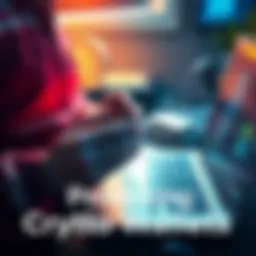 A person securing crypto wallets with a cold storage device and a laptop, representing cryptocurrency security