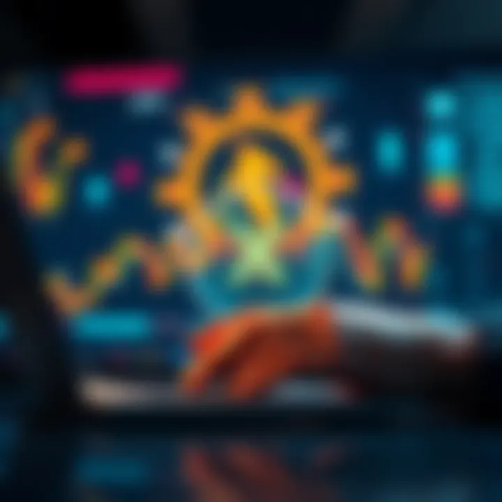 A person securing cryptocurrency on a laptop with a digital wallet and exchange symbols in the background