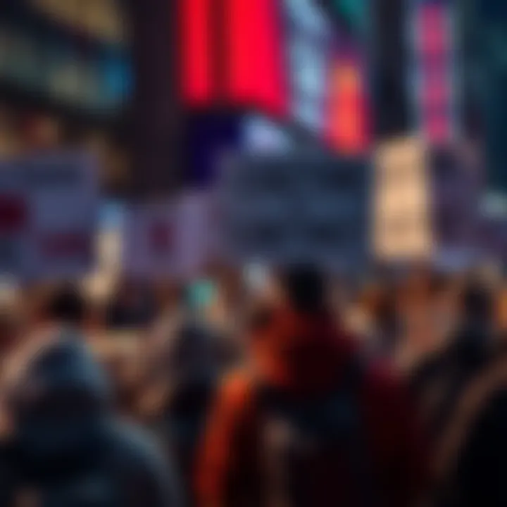 Group of people holding signs opposing Coretime referendum in favor of Parachains