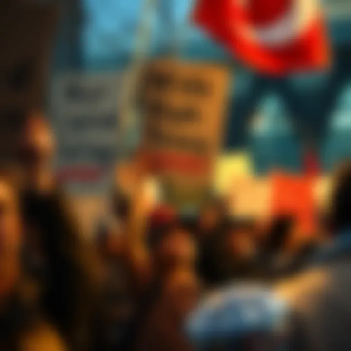 People holding signs at a protest expressing anger over high capital gains taxes and government policies.
