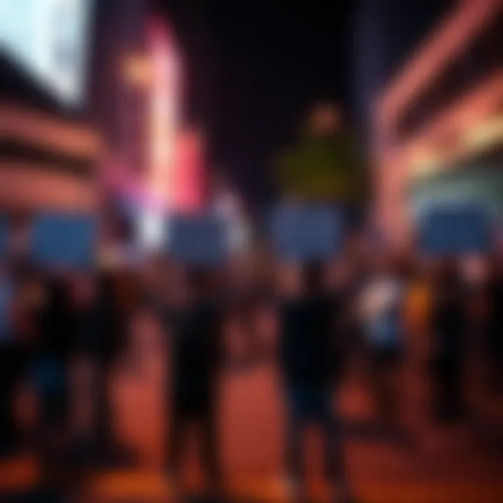 A group of people gathered outside in Manila, holding signs and expressing their frustrations about community issues.