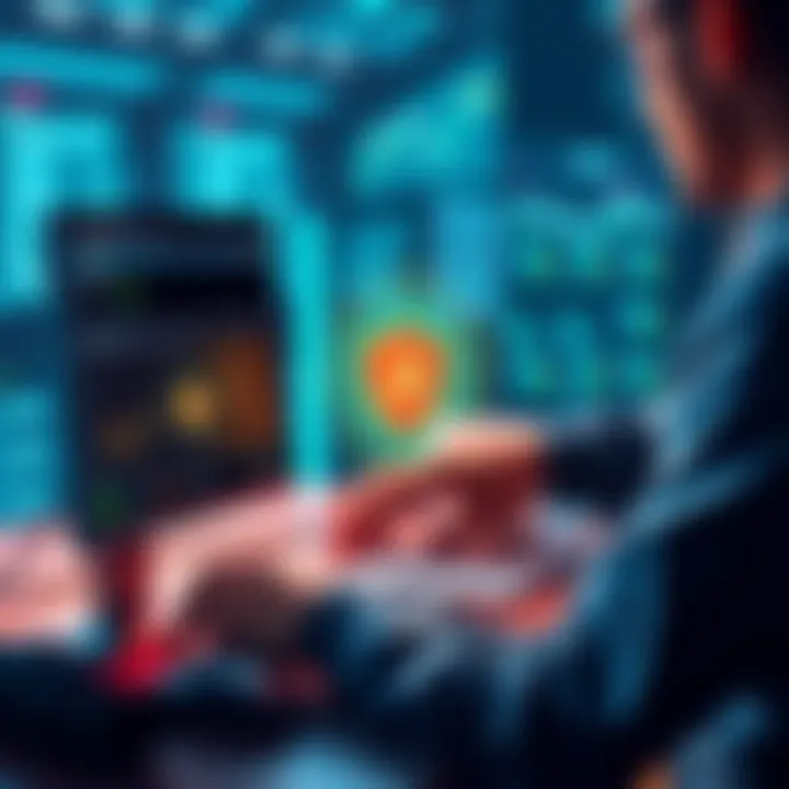 A person using a computer to manage a PSBT transfer between two Sparrow Wallets, showcasing security and efficiency in Bitcoin operations.