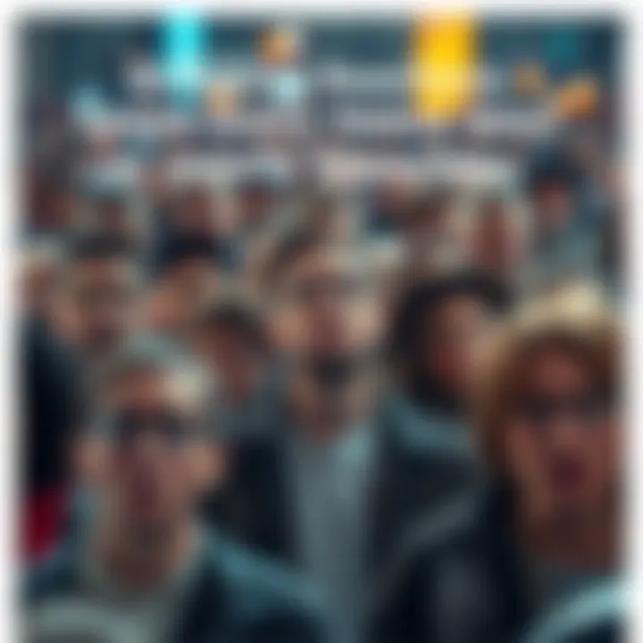 A crowd of people looking surprised and confused as they react to recent news events.