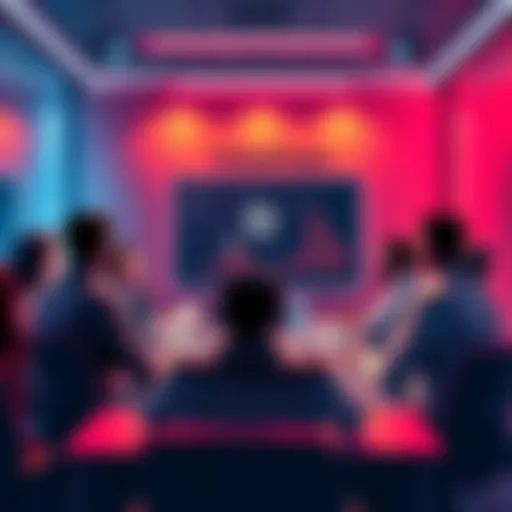 A group of people discussing the benefits and drawbacks of PulseChain in a meeting room, expressing mixed opinions.
