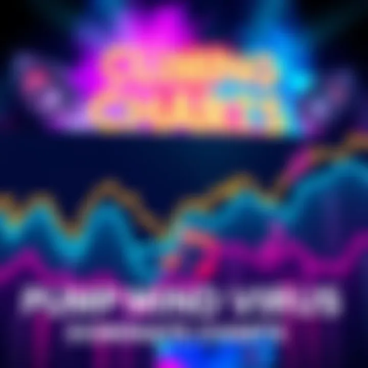 A vibrant graphic showing music charts being taken over by Pump Mind Virus, with colorful waves and notes representing its rise in popularity.