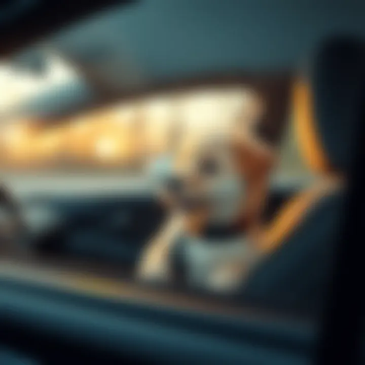 A small puppy sitting in the backseat of a car, looking out the window with excitement during a long drive.