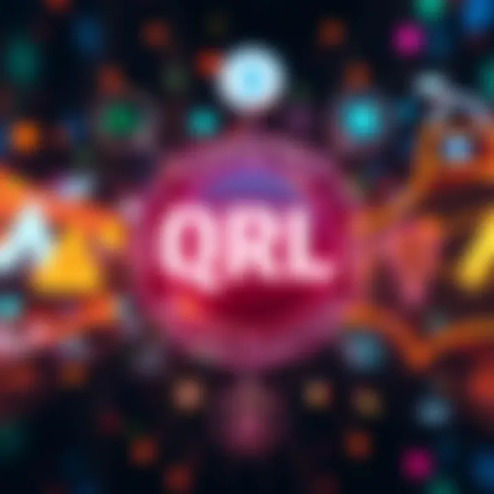 QRL Logo with Crypto Symbols QRL logo surrounded by symbols representing cryptocurrency and security, indicating its importance in post-quantum security on Kraken.